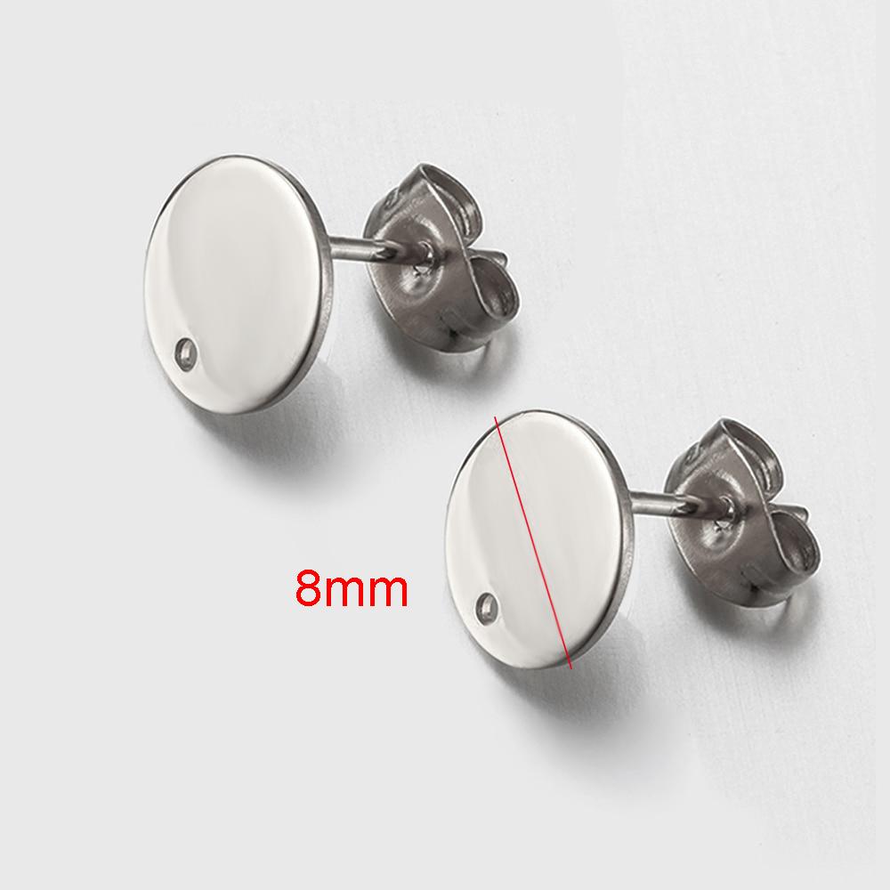 10pcs Stainless Steel Ear Studs Smooth Surface Dangle Earring Base with Hole for Pendant DIY Jewelry Making Accessories Supplies