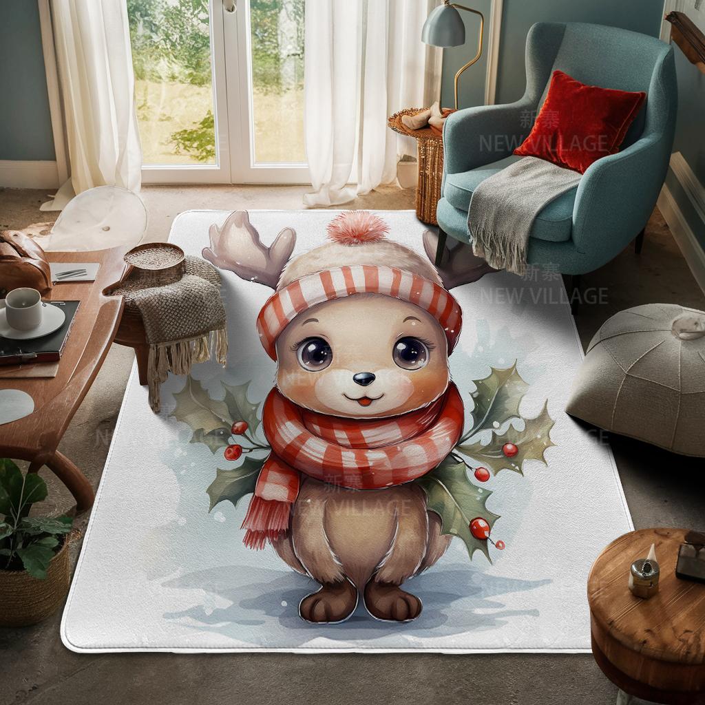 House Entrance Carpet Home Door Mat Living Room Bath Foot Bathroom Non-slip Water Absorption Rugs Bath Merry Christmas Winter