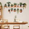 Potted Green Plant Shelf Wall Decal Tropical Plants Green Leaves Wall Stickers Removable Wall Art Murals for Living Room Bedroom Kitchen Office