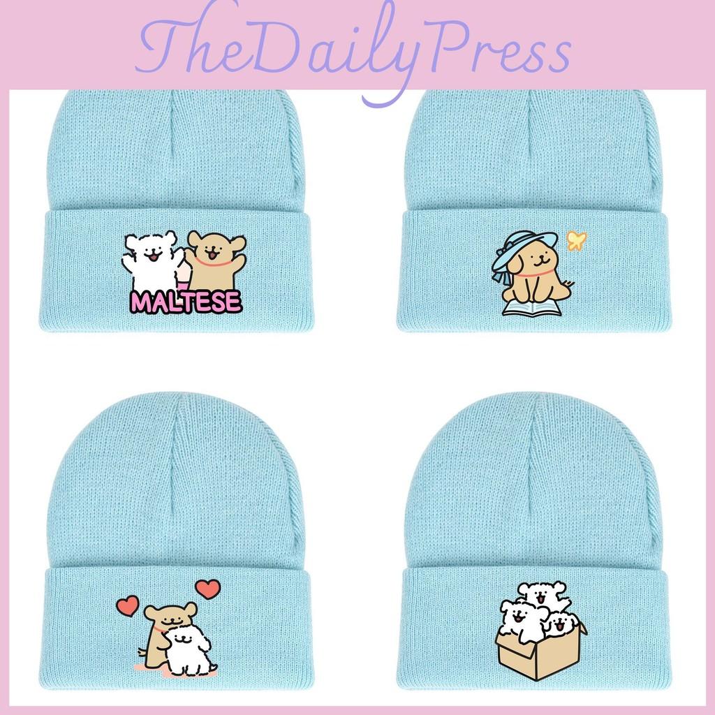 Winter Maltese Knit Hat With Printed Design For Men Women Casual Weather Cold