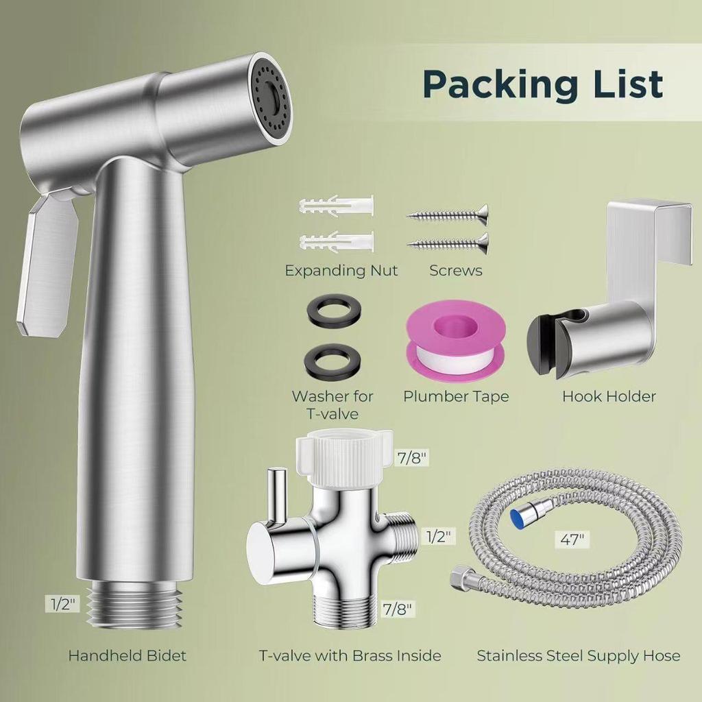 Dual Angle Valve Bidet with High-Pressure Spray Gun for Bathroom & Toilet