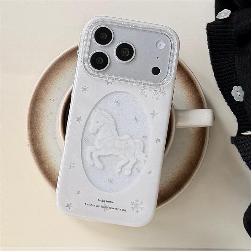 

Personalized Snowflake Horse Wrist Strap for iPhone 14/15/16 Pro Max/17 Case iPhone 14 Pro
