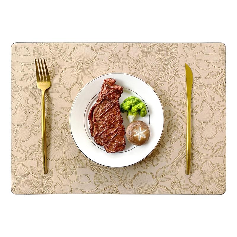 1 szt. Imitacja skóry Łatwa do czyszczenia Wzór kamelii Wodoodporna i trwała Dwustronna Lekko luksusowa Podkładka na stół Podkładki