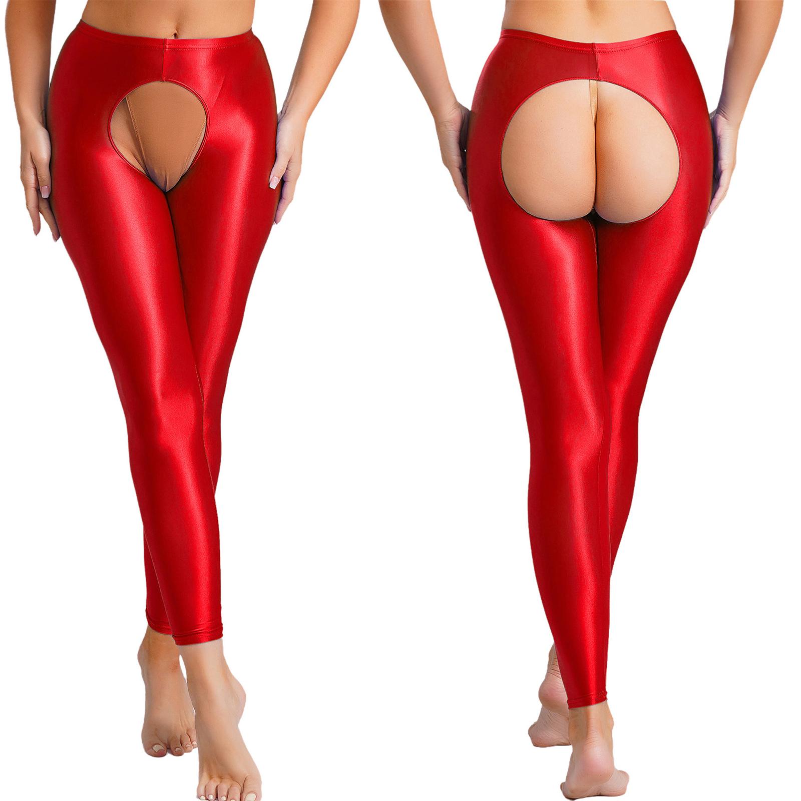 

Жіночі глянцеві легінси з високою посадкою, облягаючі колготки зі стратегічним розрізом, базові штани L бордовий