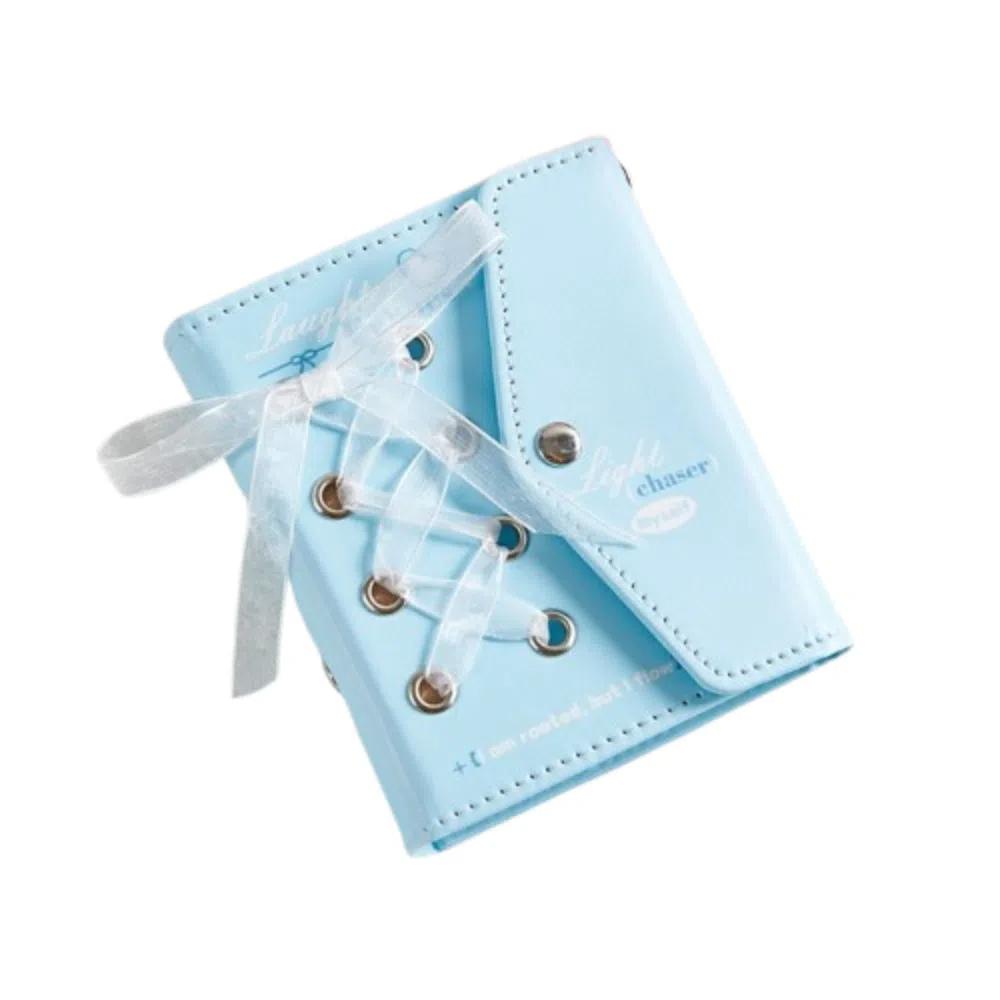 

Фотоальбом для коллекционирования фотографий из ПУ кожи, 3-дюймовые карточки, лента-бант, мини-фотоальбом для фотокарточек, карточки айдолов синий