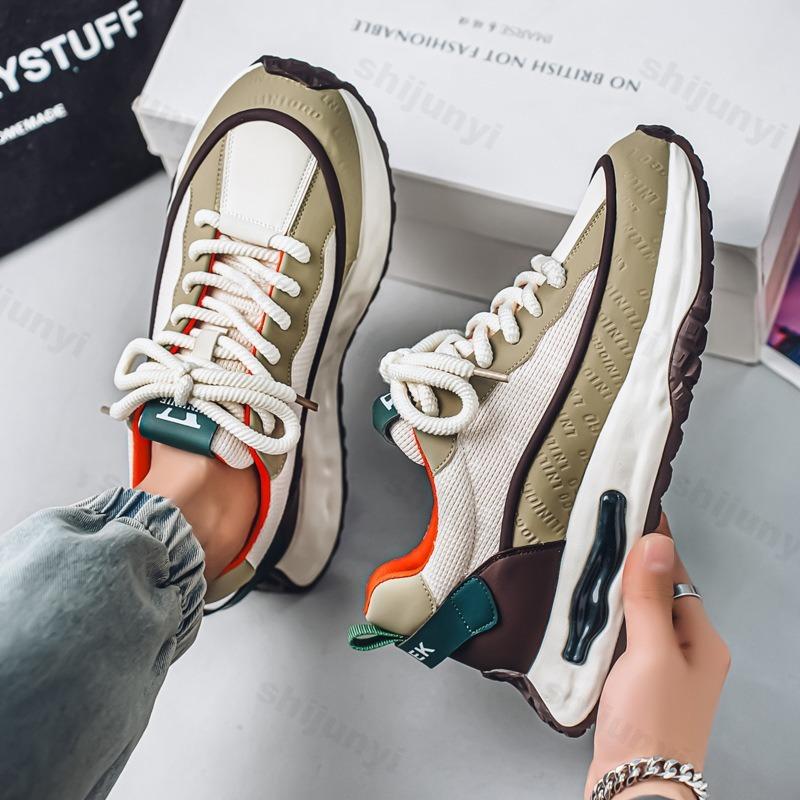 Fashion 2025 Thick Bottom Casual Shoes Men Spring Retro Mesh Breathable Sports Leisure Fashion Trend Comfortable Lace-up Chunky sneakers