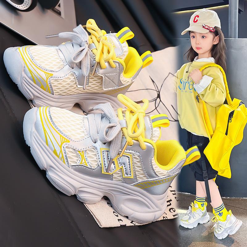 Boys' sneakers 2025 autumn new children's mesh non-slip running shoes girls mesh soft-soled dad shoes