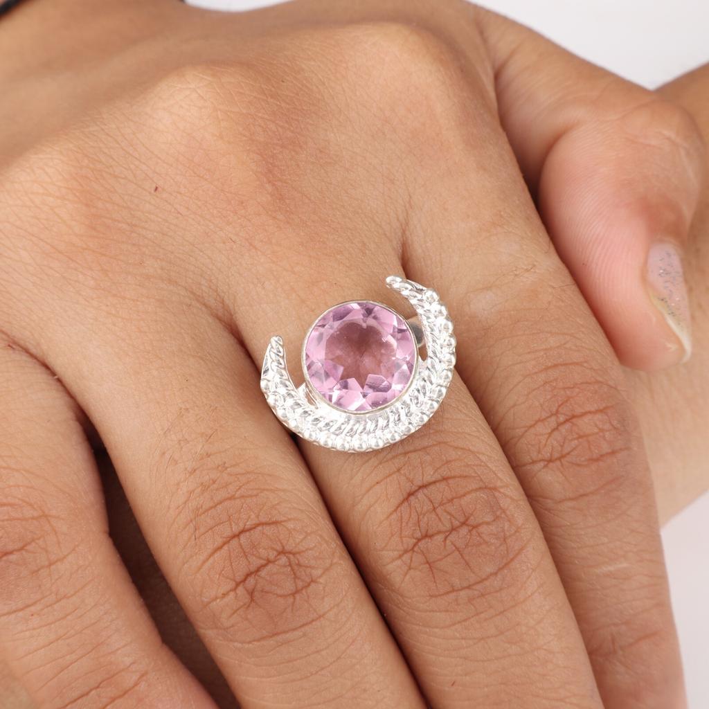 Morganite Gemstone 925 Sterling Silver Handmade Jewelry June Birthstone  Ring RR-48-6