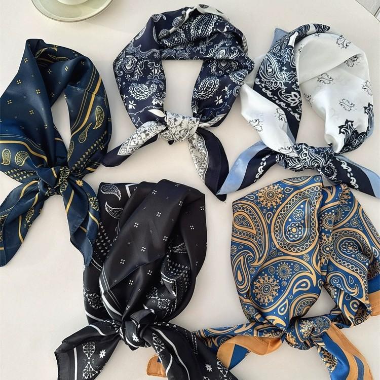 New Small Square Scarf Simple High-end Cashew Flower Waist Silk Scarf Women's High-end Fashion Versatile Belt Accessories