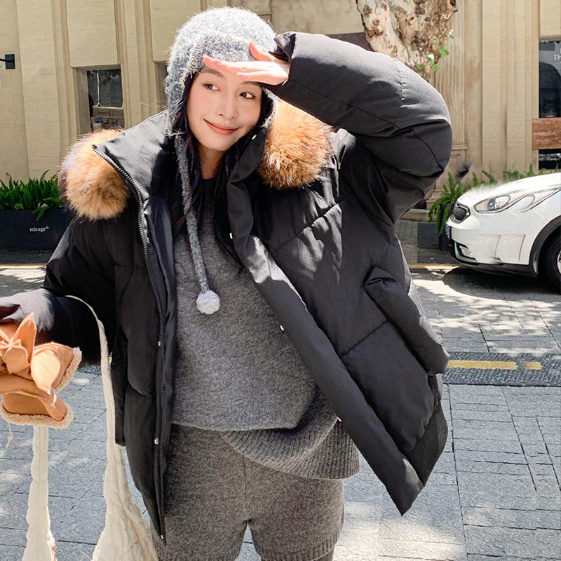 Podzim Zima Zahustit Teplá Parka Ženy Neformální Sladké Jednobarevné Velká kapsa Volná Kabát s kapucí Bundy Outwear