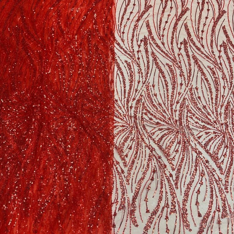 African Sequins Bead Tube Lace Fabric High Quality French Tulle Yarn Embroidery Nigerian Lace Fabric Sewing Wedding Dress