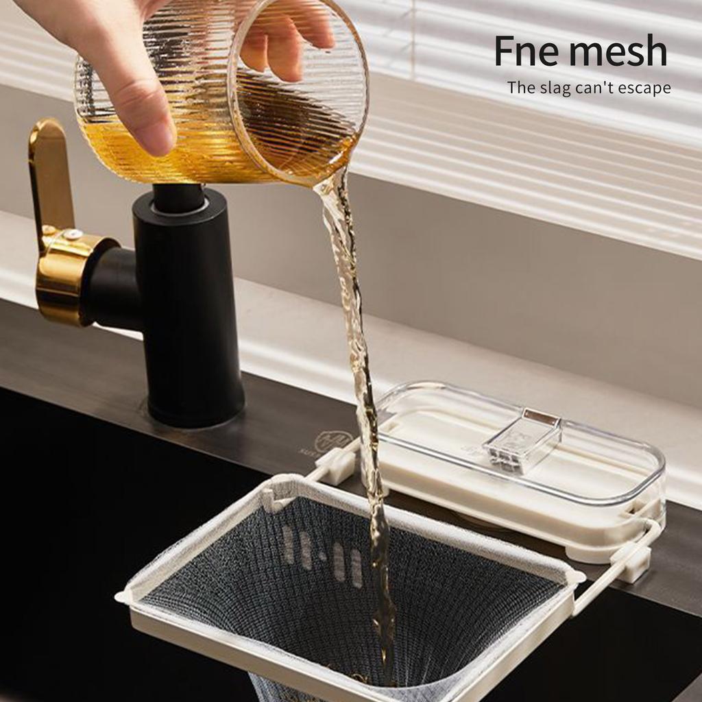 Küchenspülbecken Sieb Faltbarer Essensfangkorb Saugfuß Spülbeckenablaufsieb Ständer mit 100 Stück Filternetzbeuteln