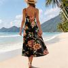 Ärmelloses Damen Maxikleid mit Spaghettiträgern, Farbverlaufdruck, Sommerlich, Fließend, Mehrlagig, Strandkleid, Lässig, Locker sitzend, Strandmode
