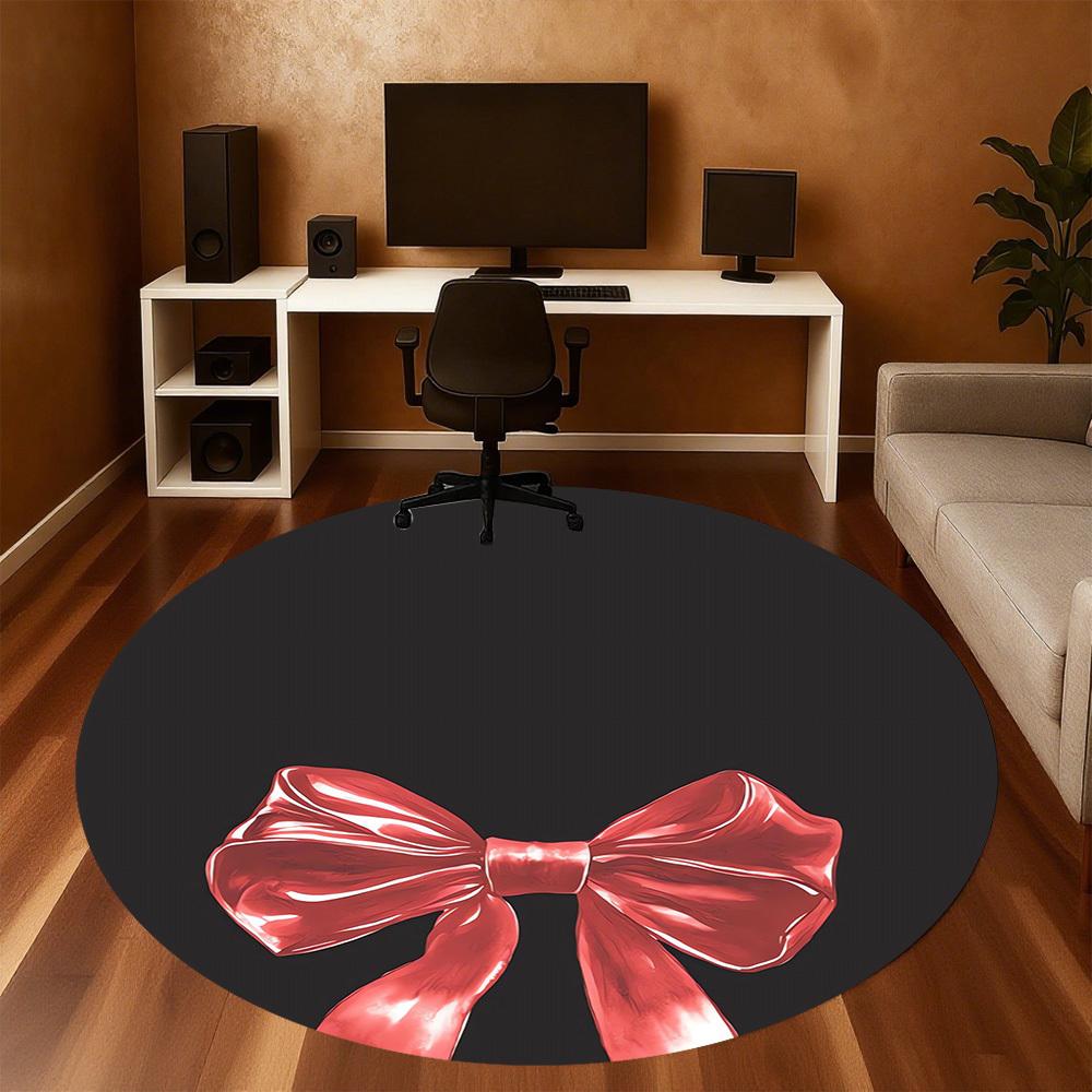 1pc bow ribbon Round Chair mat Area Rug - Non-Slip, Floor Mat for Office, Bedroom, and Indoor Decor c1118047