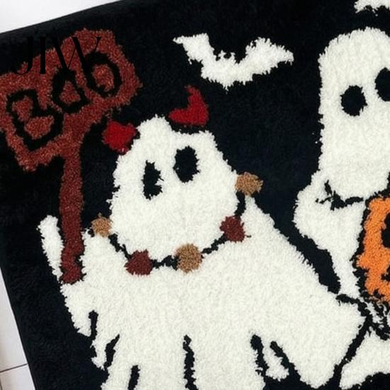 Dirt Resistant Entrance Mat Halloween Bath Mat, Pumpkin Ghost Bat Pattern Bathroom Rug, Floor Machine Washable Non-Slip Gothic Area Rug