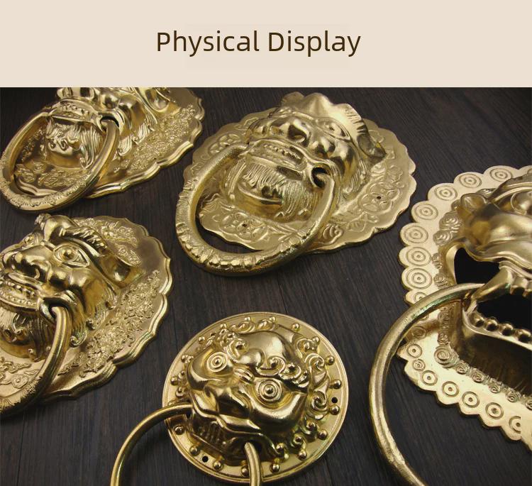 Türklopfergriff im Antik-Stil Löwen- & Tigerkopf - Kupferner Zugring für doppelte hölzerne Hoftüren