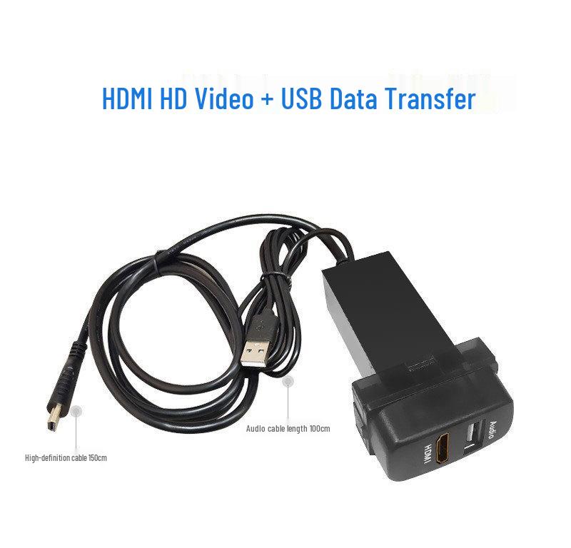 Mitsubishi Dual USB Car Charger with QC3.0 Fast Charge, AUX, HDMI, and USB Flash Drive Support