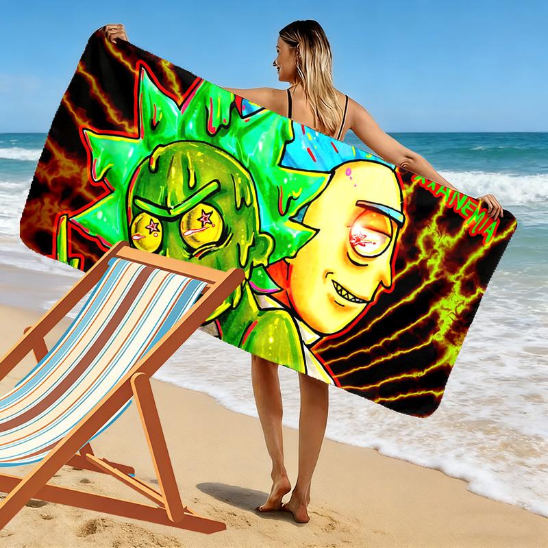 Rick and Morty Print Beach Towel, Large Soft Quick Dry Towel for Beach Camping Swimming