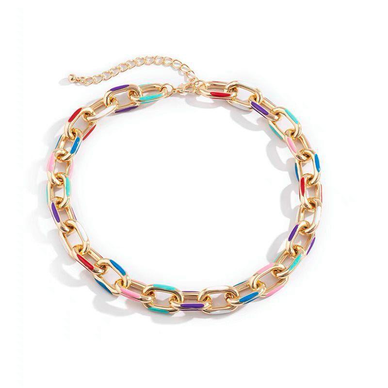 European and American Jewelry Geometric Simple Cold Style Cross Chain Necklace Women's Fashion Mixed Color