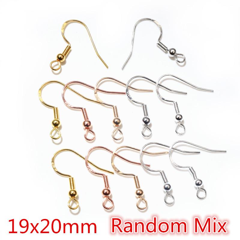 50pcs 2-Styles 925 Sterling Silver Plated Gold Rhodium Earrings Hooks Findings for DIY Earring Jewelry Making Accessories 