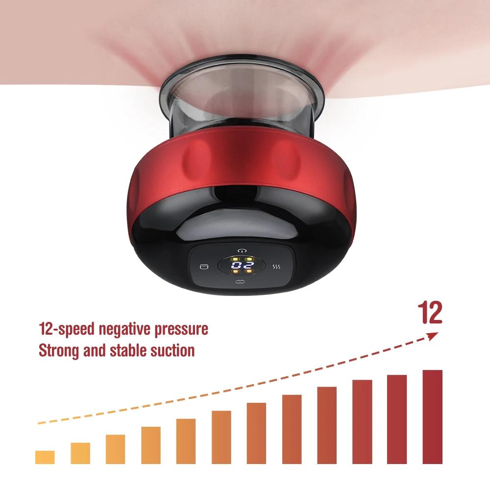 Intelligent Vacuum Cupping Massage Device 6/12 Gear Electric Heating Scraping Suction Cups Physical Fatigue Relieve Health Guasha Cans