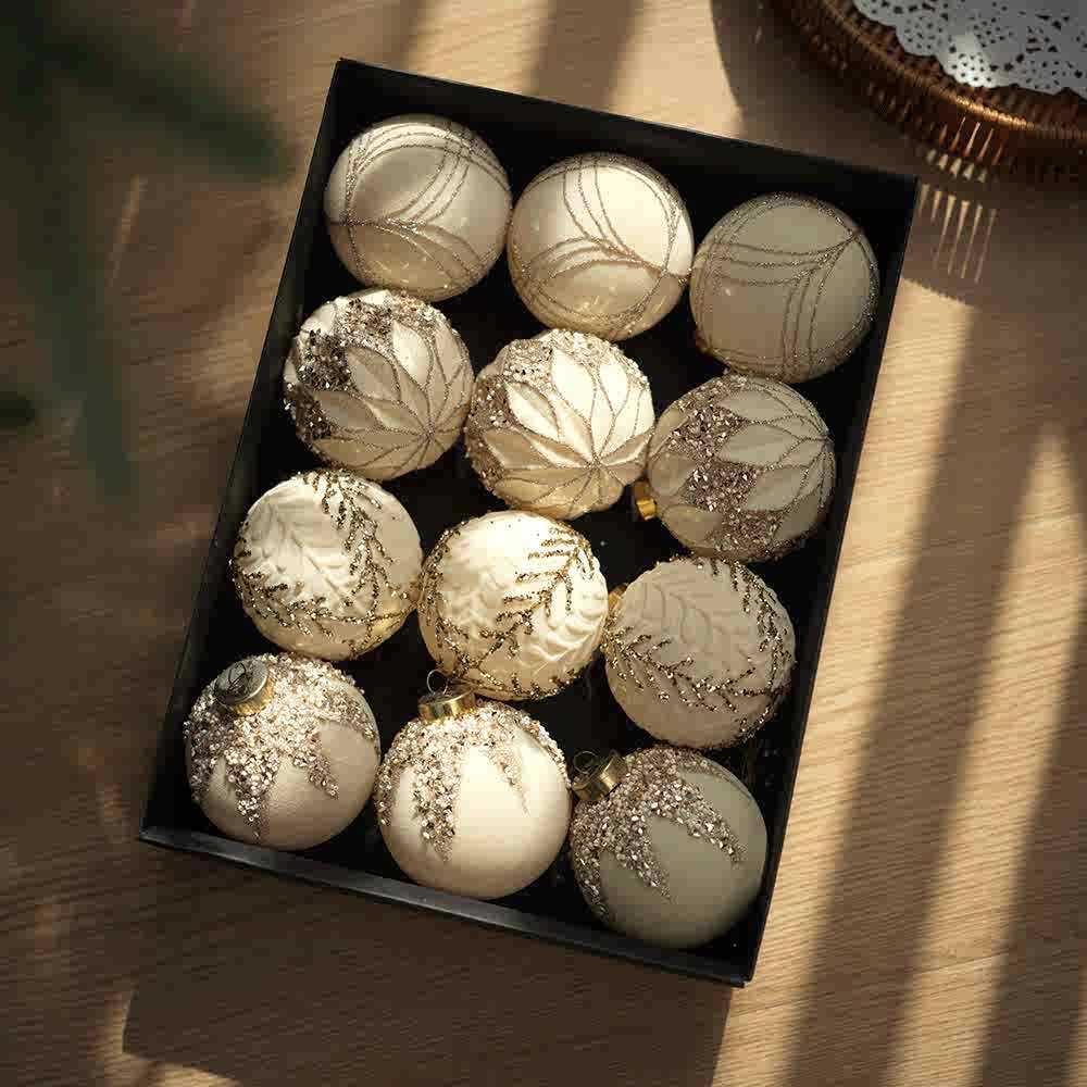 8cm Wine Red Flocked Christmas Ball Ornament for Tree Decoration