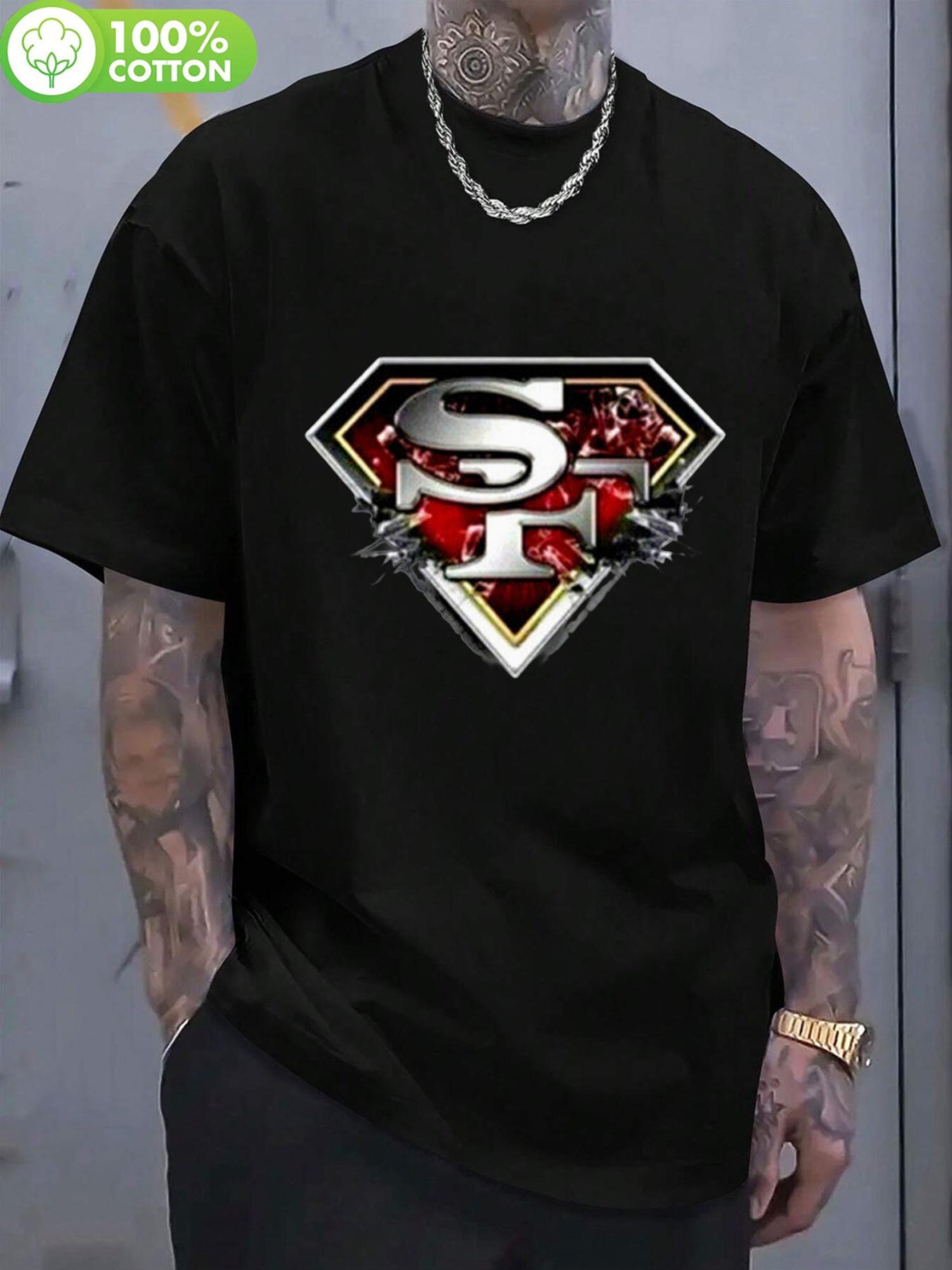 1pc San Francisco-Inspired  SF  Emblem Cotton T-shirt - Black S