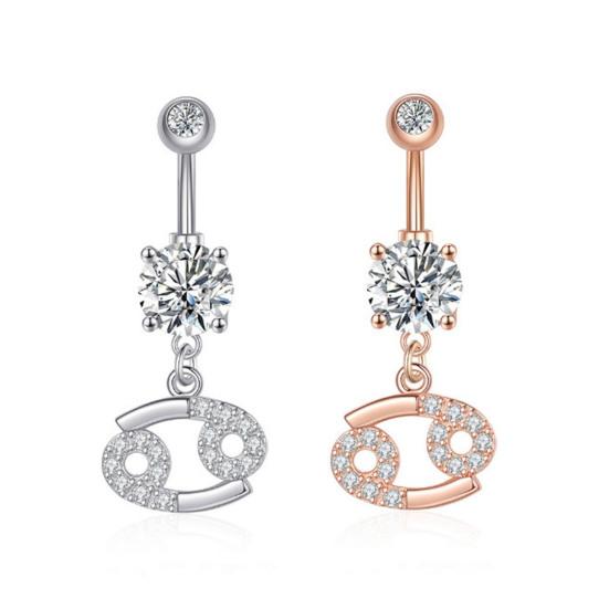 Anillo de ombligo antialérgico, superficie lisa, gran adherencia, exquisito, hueco, decorativo, doce constelaciones, piercing