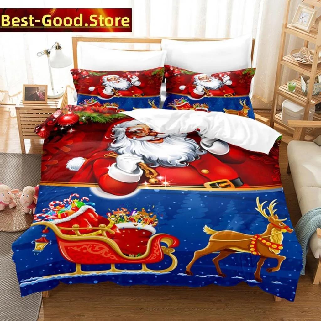 3D Christmas Quilt Cover Bedding Set Duvet Comforter Pillow Case Bed Linens Twin Queen King Double Full Single Bedroom