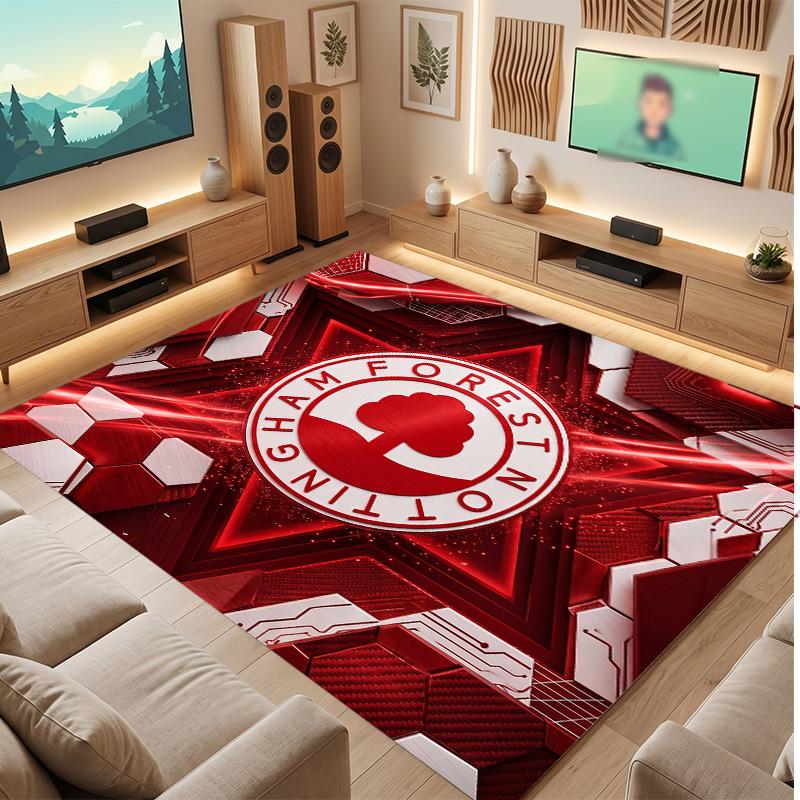 Tappeto in Velluto di Cristallo con Stampa Calcio Nottingham Forest, Comodo Assorbente d'Acqua Antiscivolo Tappeto per Pavimenti Interni