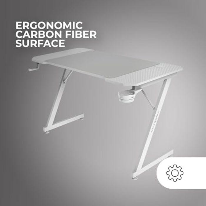 Bureau Gaming - MARSGAMING - MGD-X120 - Ergonomique - Surface En Fibre De Carbone - Tapis De Souris XXL