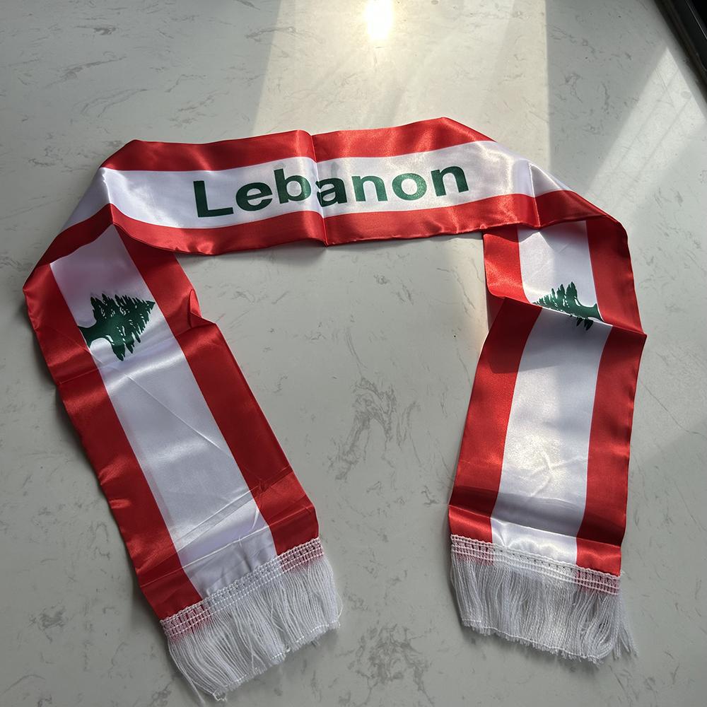 SCARF FLAG Personalizzato Sciarpa Libano 14*135cm Stampata Double Face Stendardo Sciarpa Libano Per Decorazione Evento Festivo