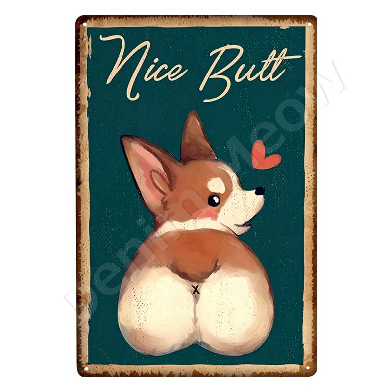 Dachshund Metal Tin Sign, Doberman Dog, Retro Art, Yorkie, Funny Pet Poster, Cafe, Kitchen, Home, Wall Decoration, Plaque Gif