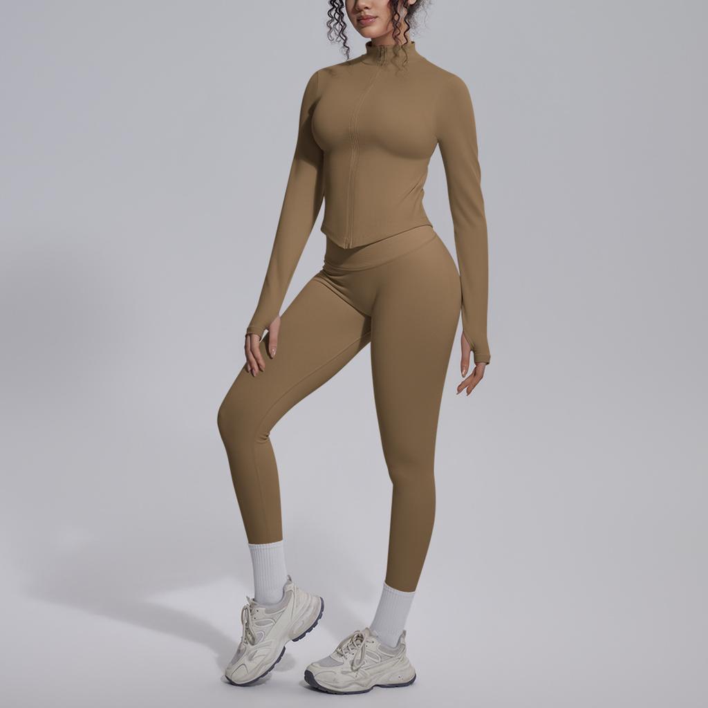 New seamless solid color breathable hip lift tight yoga suit set sports running fitness yoga suit set