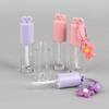 2.5ml Pink Heart-shaped Lip Enamel Tube With Keychain And Brush Rod Lip Gloss Tube Empty Bottle Lips Glaze Container Makeup Tool