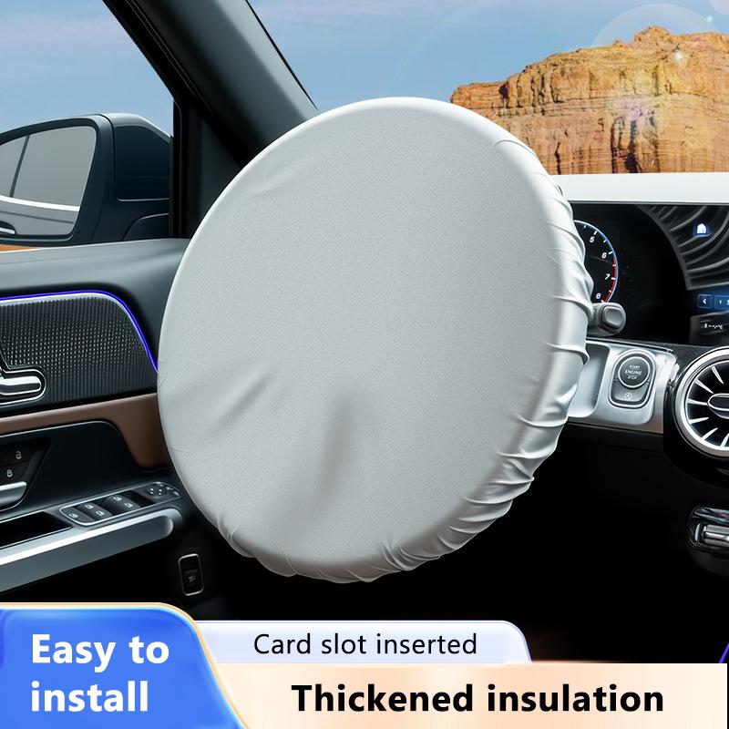

SEAMETAL Universal Car Steering Wheel Sunshade Silver Coated Cloth Auto Steering Wheel Cover Sun Protection Insulation Accessories 1PC срібний