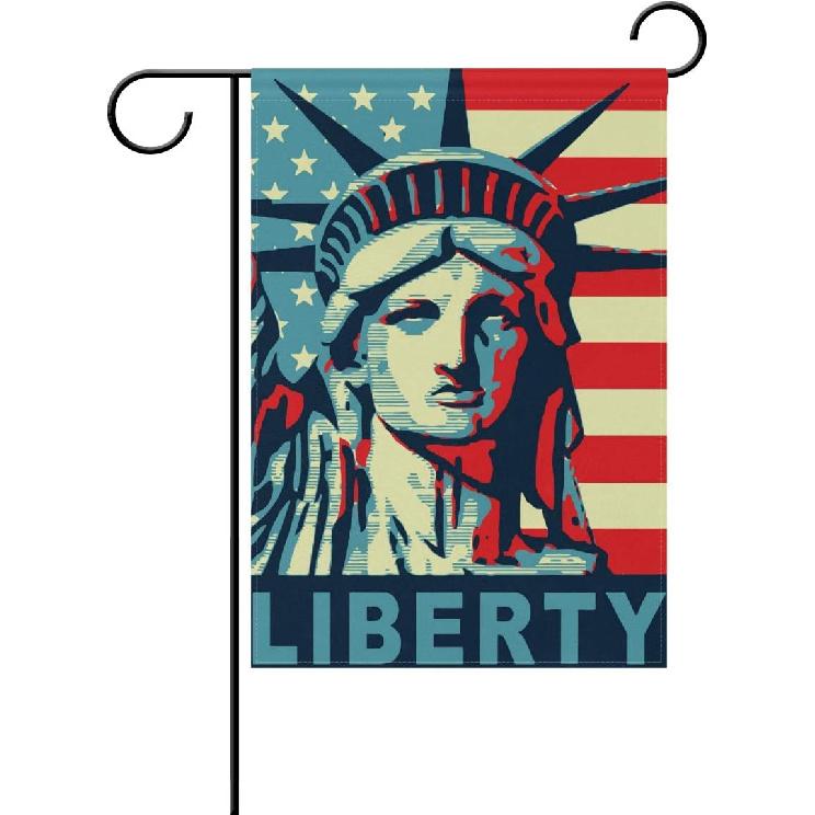 MOYYO American Flag Statue of Liberty Garden Flag 12 X 18 Inch Yard Garden Flag Double Sided Decorative Flag for Patio Lawn Outdoor Home Decor