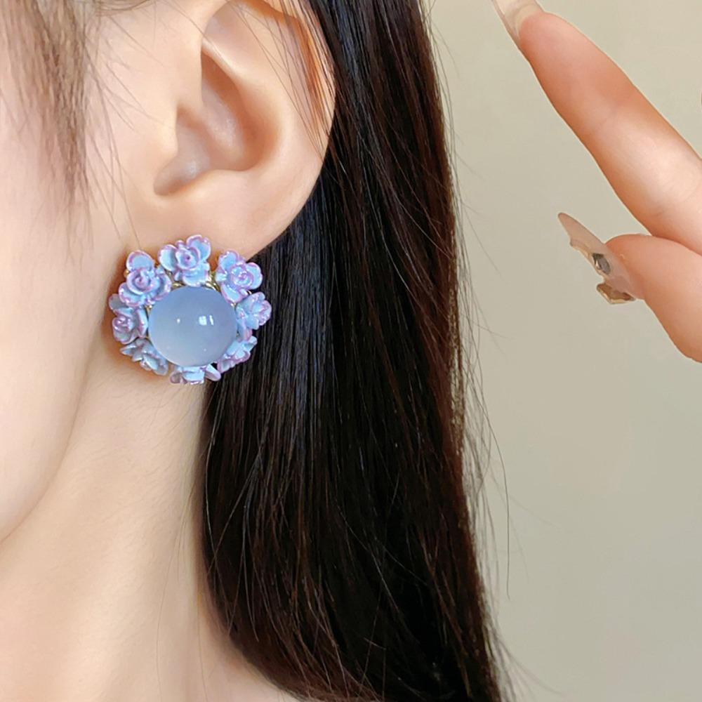 Rose Bohemian Earrings Women Ear Jewelry Sweet Flower Earrings Elegant Flower Stud Earrings  Gift