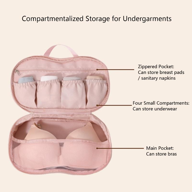 1 Piece Compact Lingerie Travel Case For Bras Panties Socks Multiple Pocket Design Portable Foldable Holiday Storage J0MC