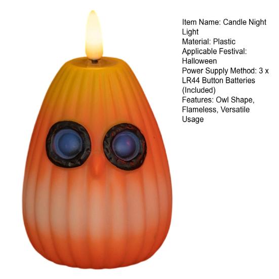 Autumn Owl Flameless Candle LED Night Light Battery Operated Flickering Candle Light Halloween Christmas Home Decor