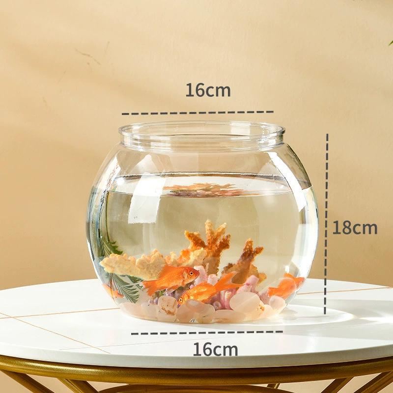 Durable Clear Plastic Goldfish Tank - Unbreakable, One-Piece Round Design for Living Rooms