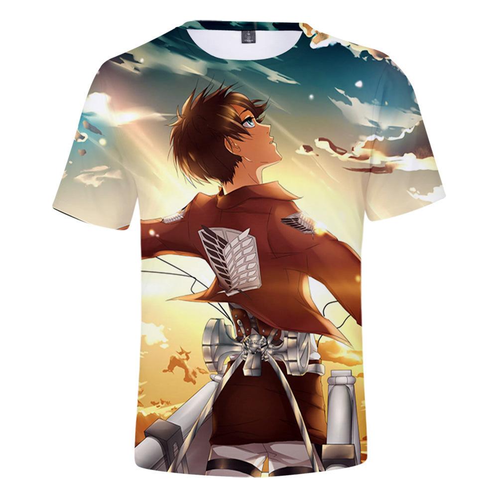 Pánské 3D barevně potištěné tričko s krátkým rukávem se streetovou módou Around The Giant In Summer Anime Attack T-Shirts