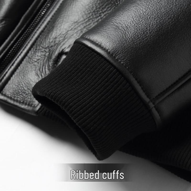 Futing Men's Shearling Lined Genuine Leather Winter Jacket