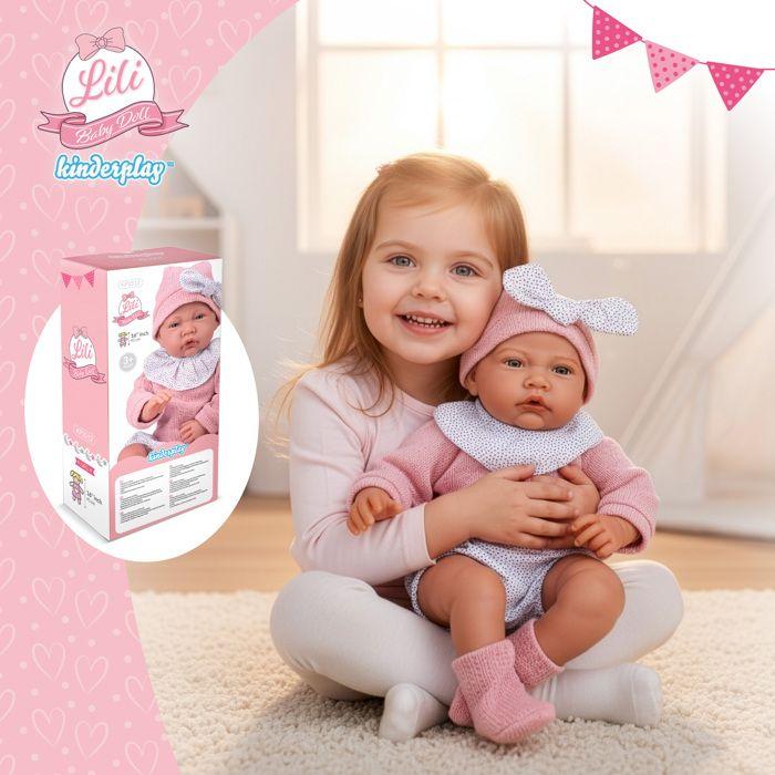 Poupée bébé interactive réaliste 41 cm avec sons - Kinderplay Lili (KP3512)