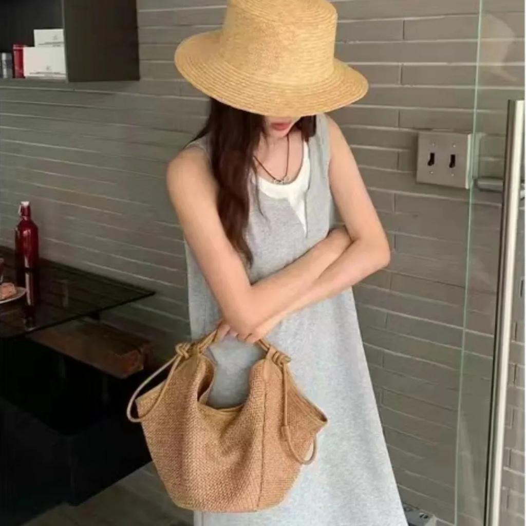 Sumner Damen Lässige Strandtasche Unterarmtaschen Damen Grasgewebte Handtaschen Damen Strandurlaub Retro Gewebte Umhängetasche Dame