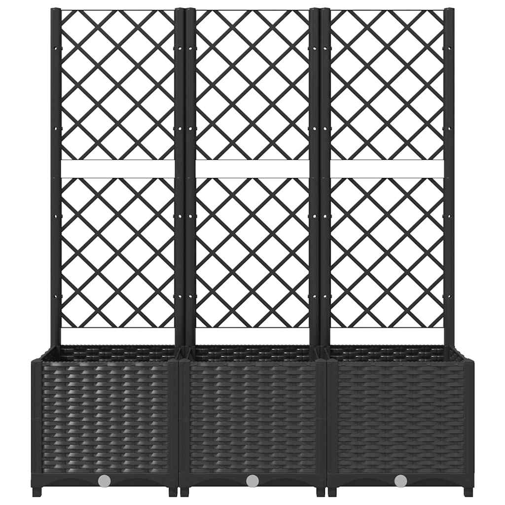 Vidaxl Garden Planter With Trellis, Black, 120X40X136 Cm, Pp
