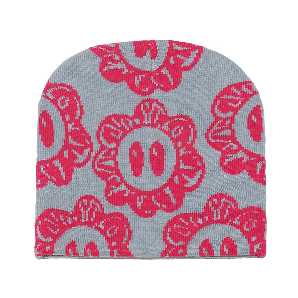 Cold Hat Internet Celebrity Jacquard Sun Flower Knitted Wool Hat Warm Pullover Hat Wholesale