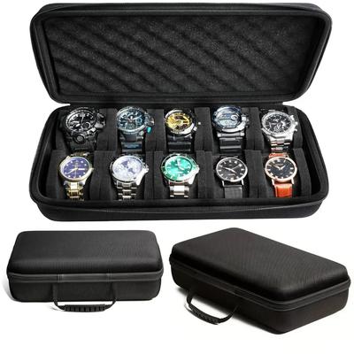 Uhrenaufbewahrungsbox mit 10 Fächern, Reißverschluss-Reiseetui, tragbarer Uhrenorganizer, Displayhalter für Armbanduhren und Smartwatches /][p