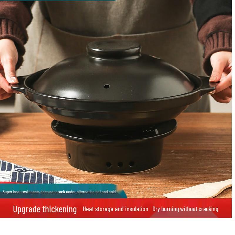 ZISIZ Ceramic Alcohol Stove & Shallow Clay Pot Set