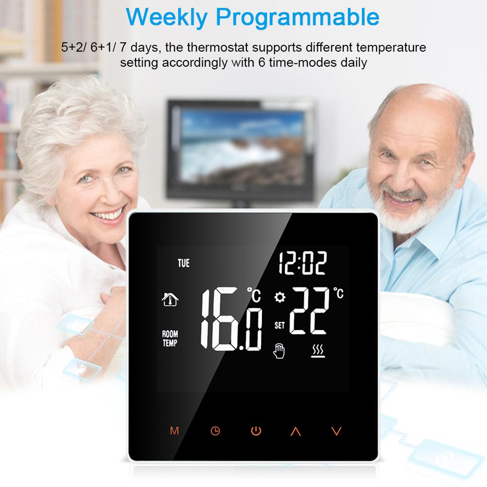 Electric Heating Thermostat 16A Weekly Programmable LCD Digital Thermostat for Home School Hotel
